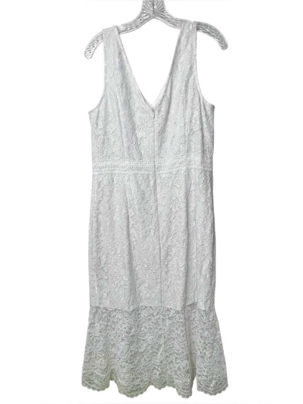 NWT NANETTE LEPORE Optic White Lace Sleeveless V-Neck Midi Dress Sz. 14 - Picture 5 of 6
